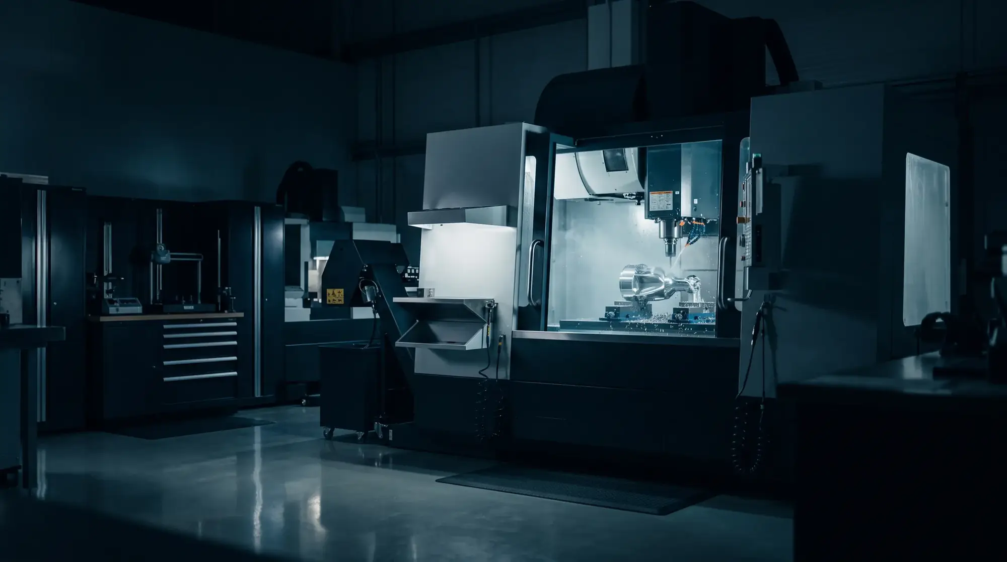 Precision machining centre in a European engineering workshop