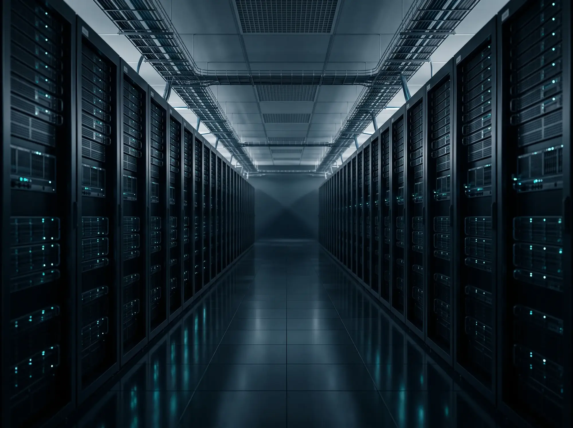 Data centre aisle with server racks